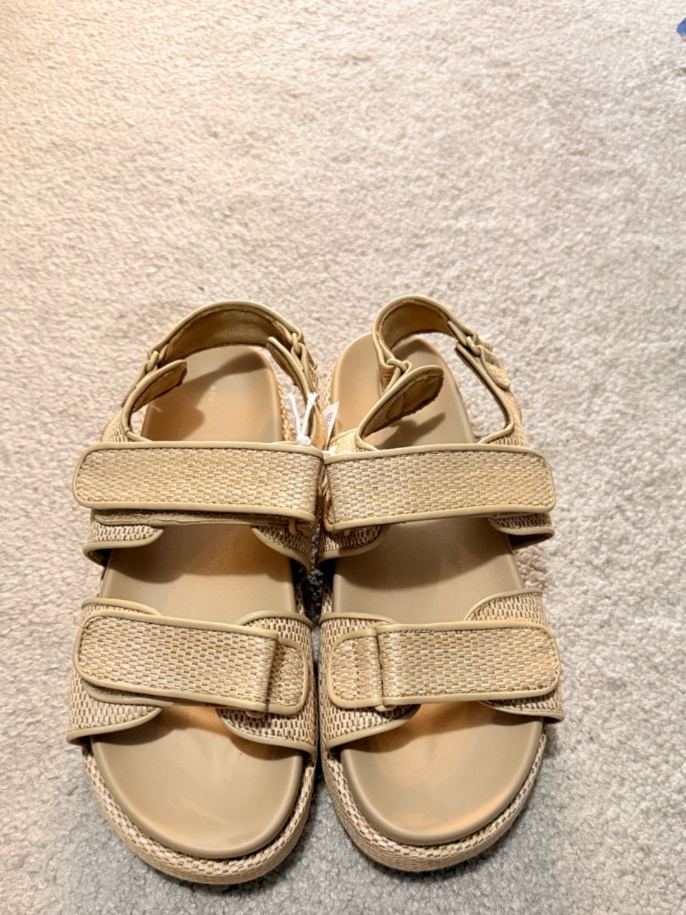American Eagle Outfitters Beige Dual-Strap Velcro Sandals
